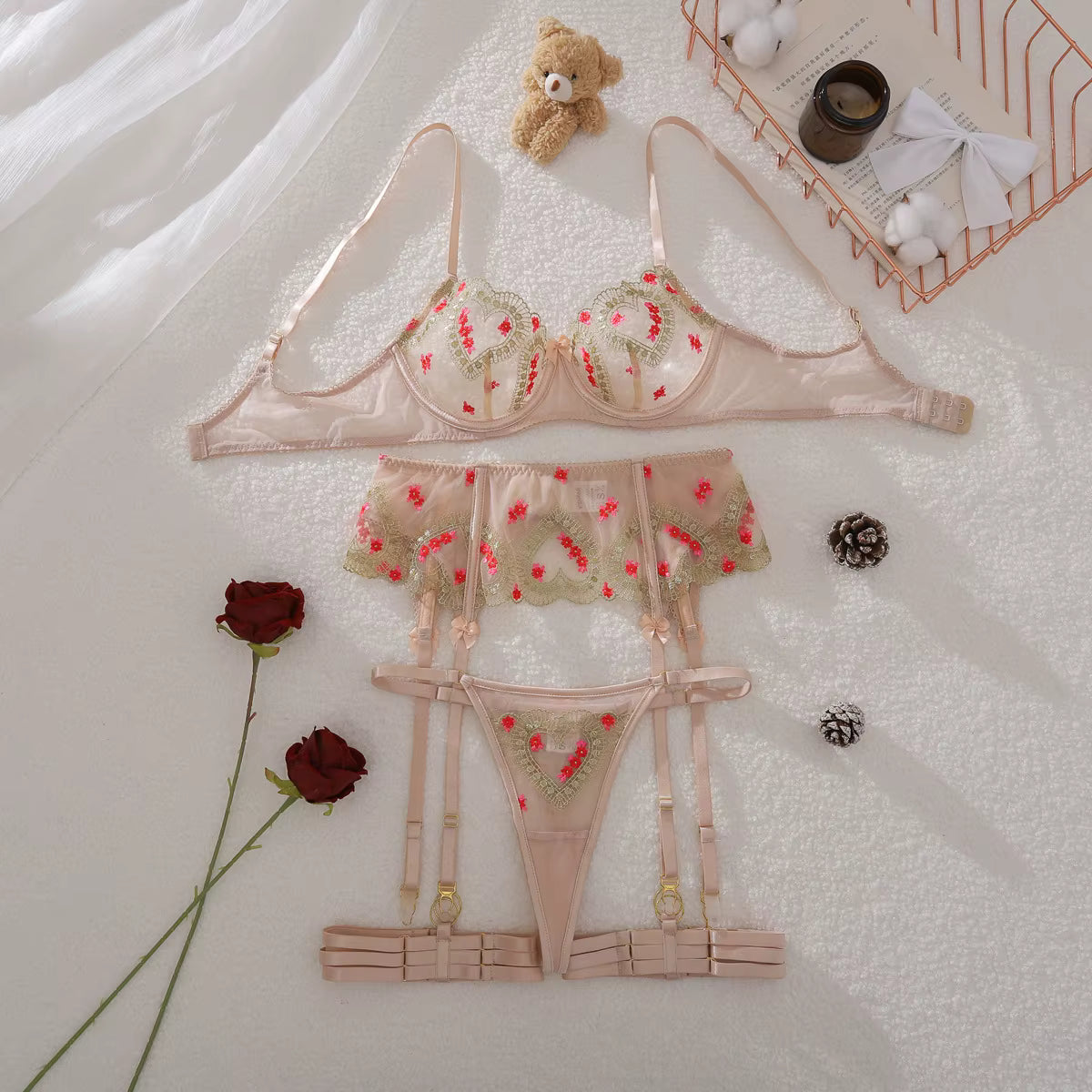The Sapphire Sheer Mesh Bra Set